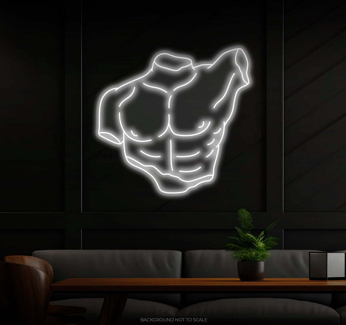 Broken muscular man statue LED neon