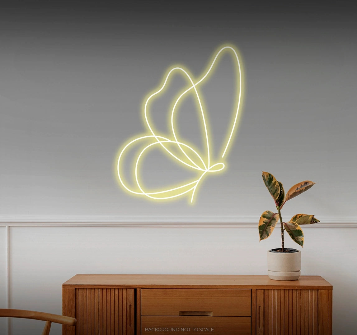 Butterfly one line art LED neon