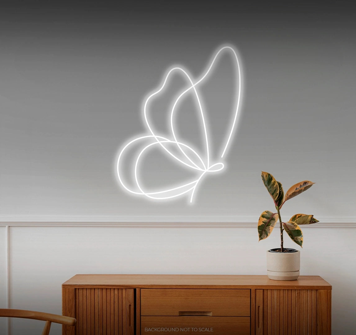 Butterfly one line art LED neon