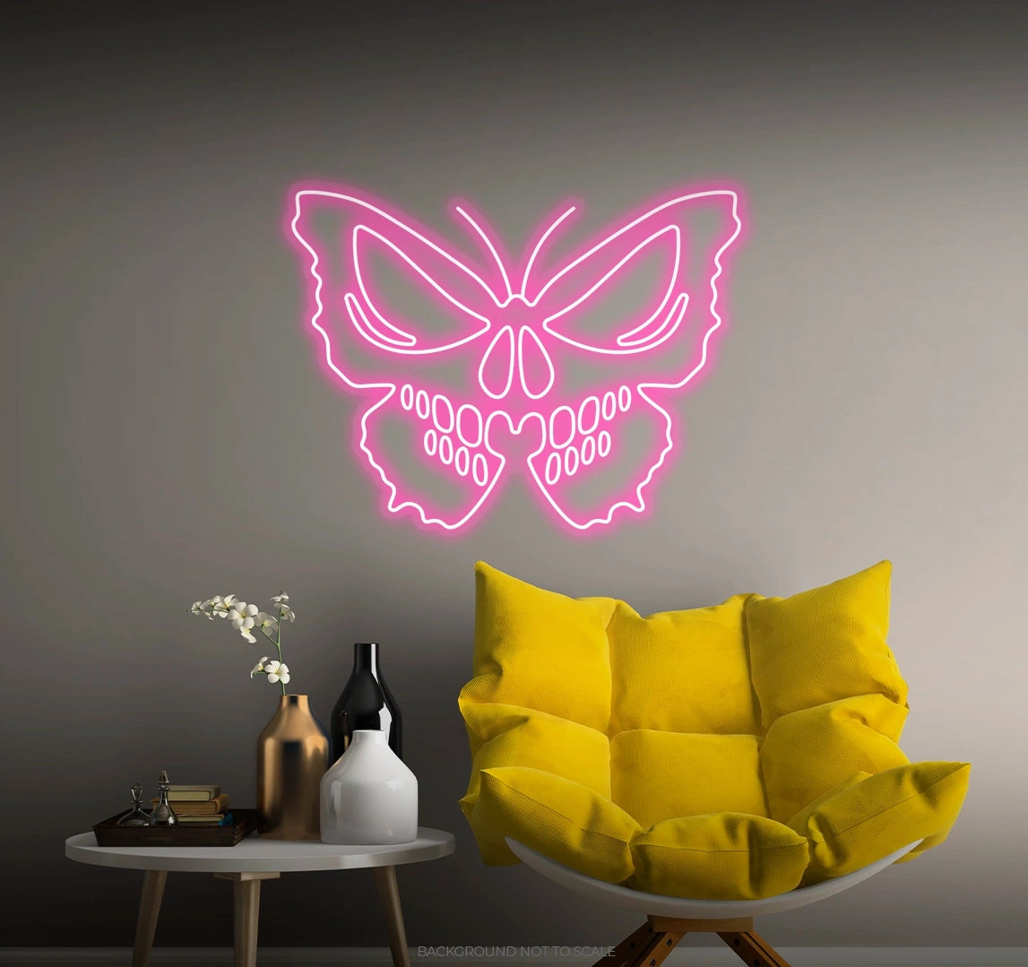 Butterfly skull ledneon