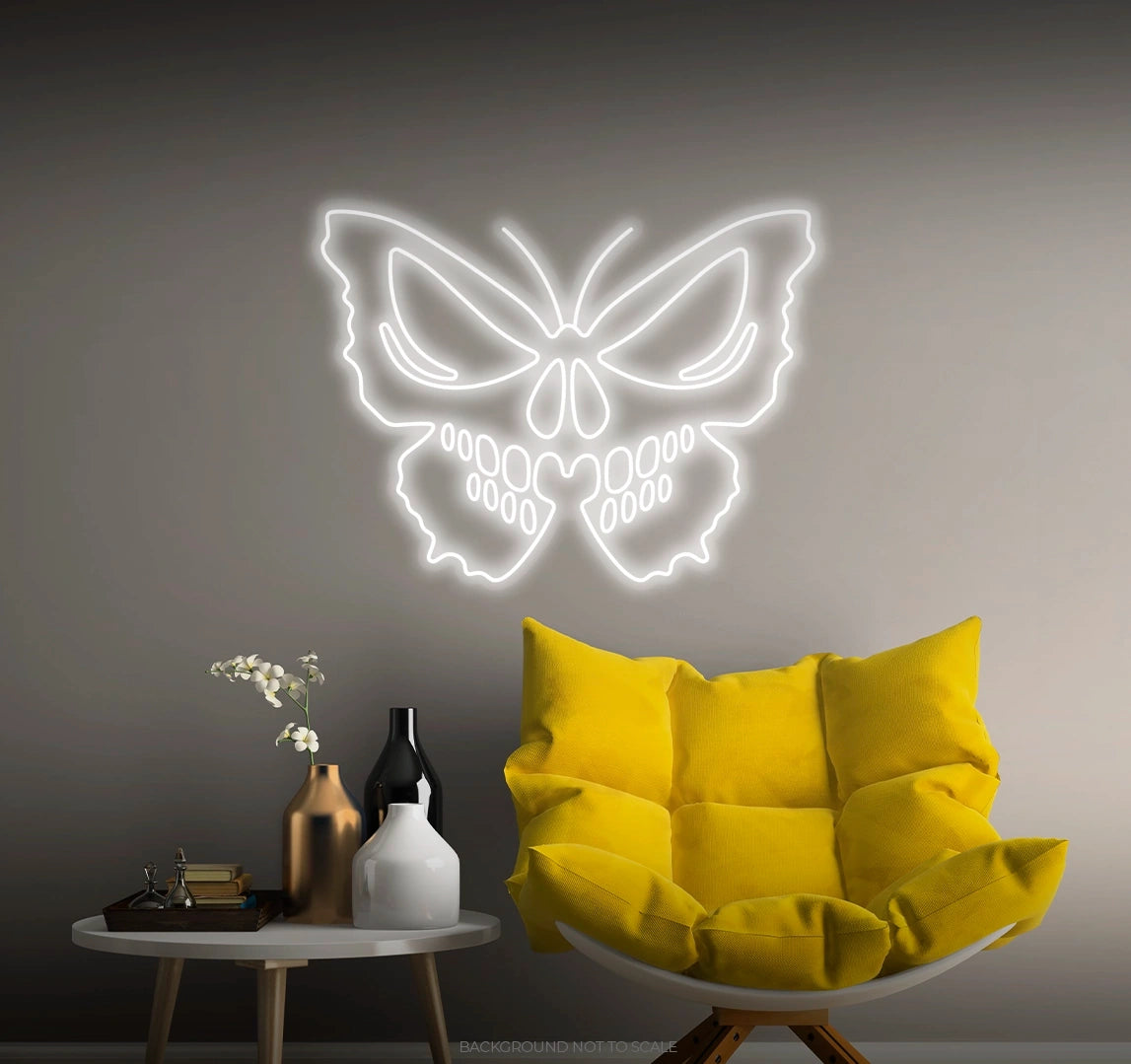 Butterfly skull ledneon