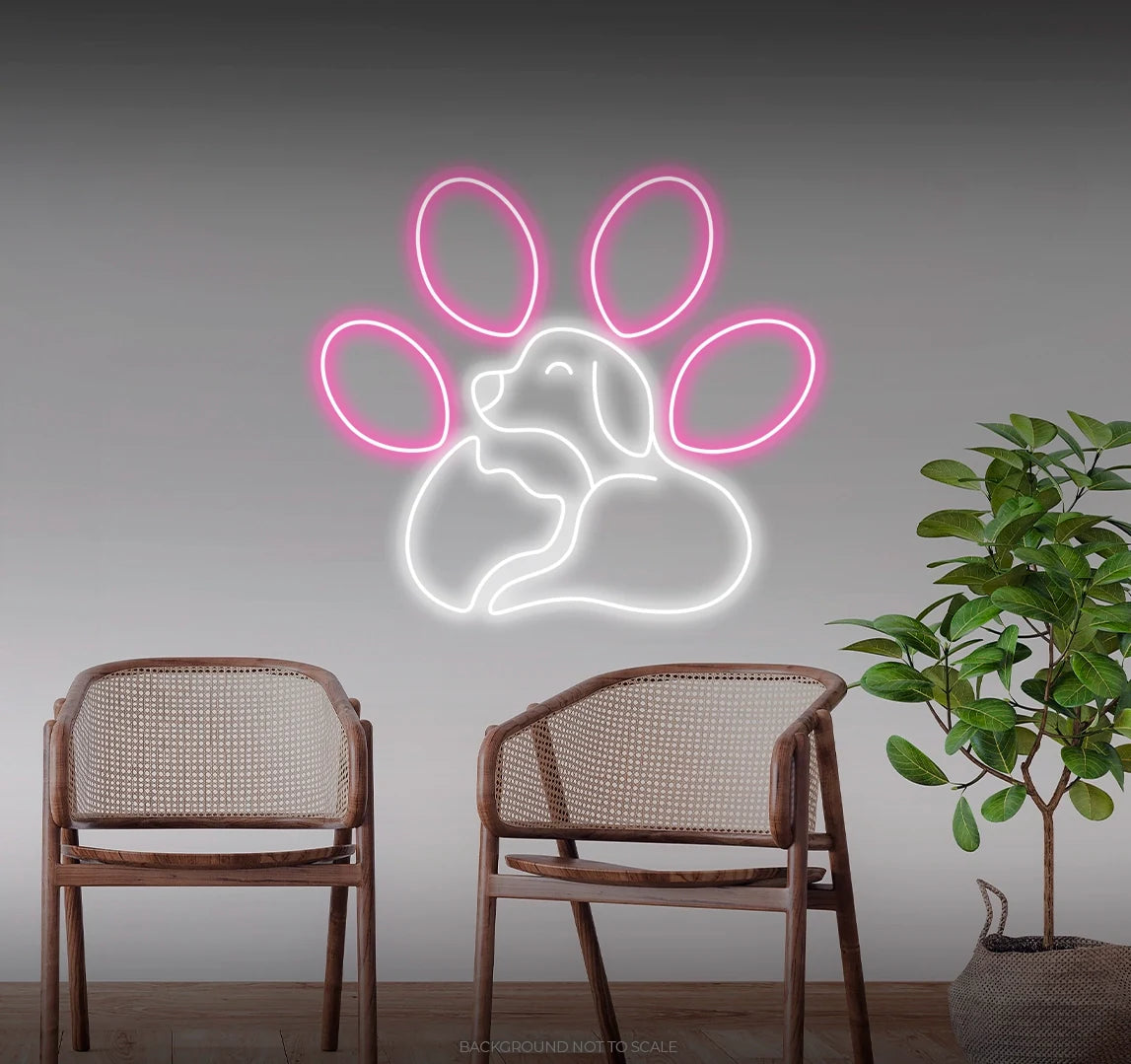 Dog paw ledneon