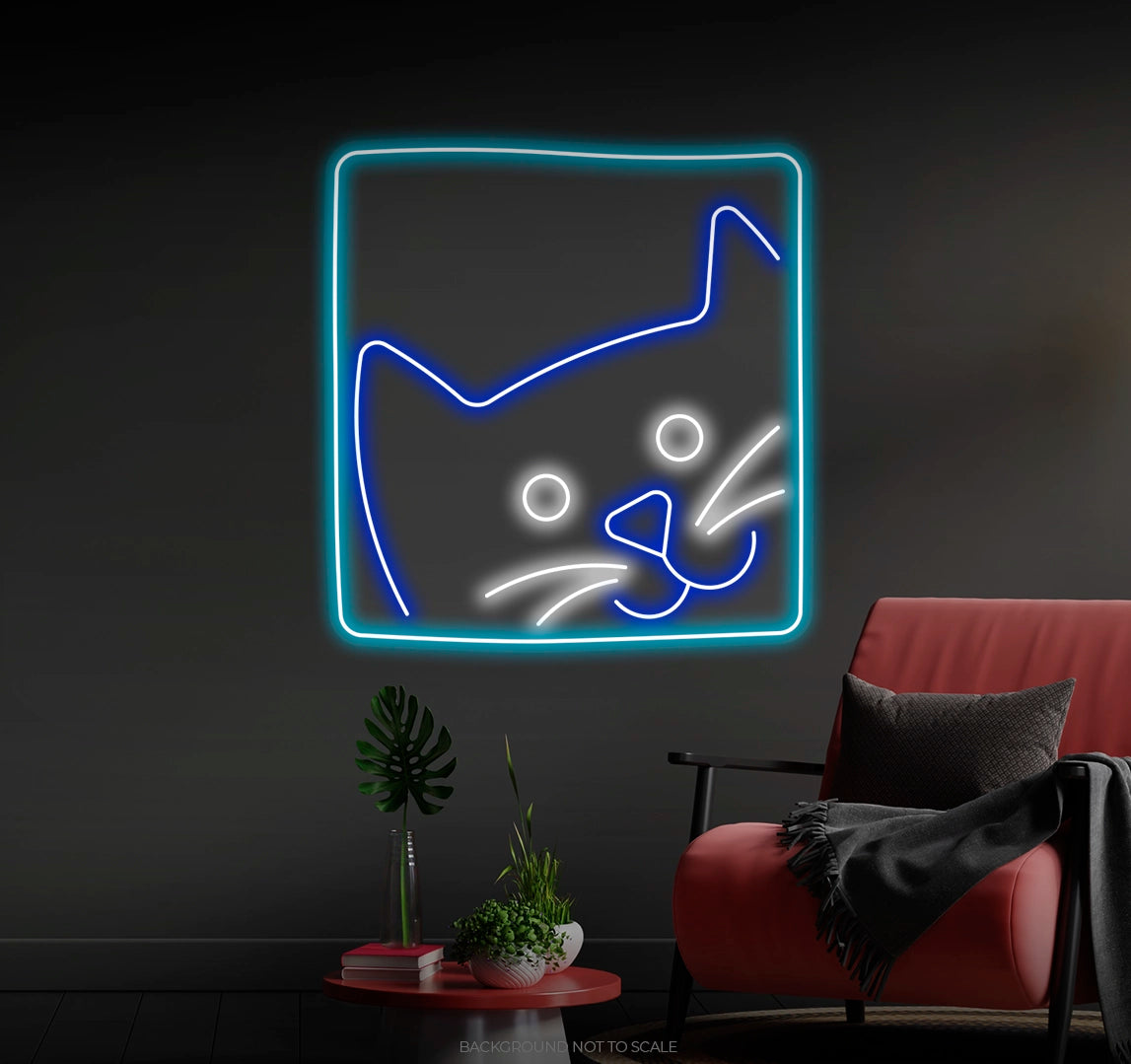 Cat looking in the frame LED neon