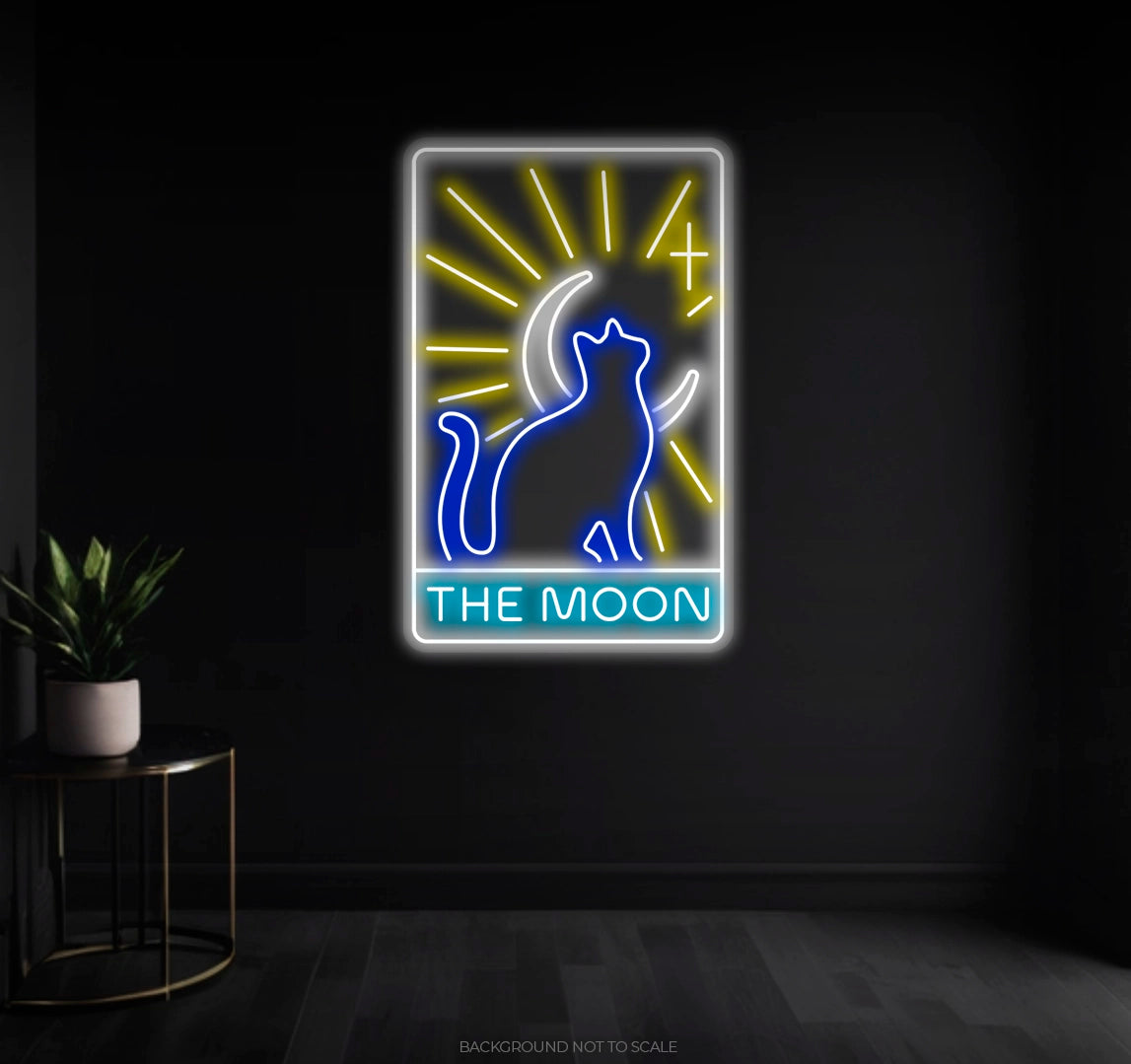 Cat The Moon Card LED neon