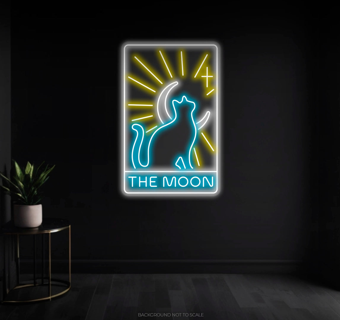 Cat The Moon Card LED neon