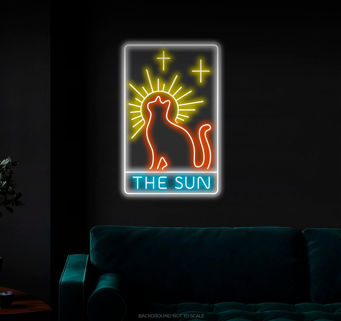 Cat The Sun Card LED neon