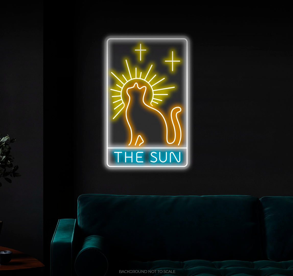 Cat The Sun Card LED neon