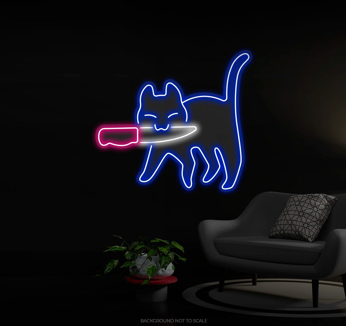 Cat with a knife Ledneon