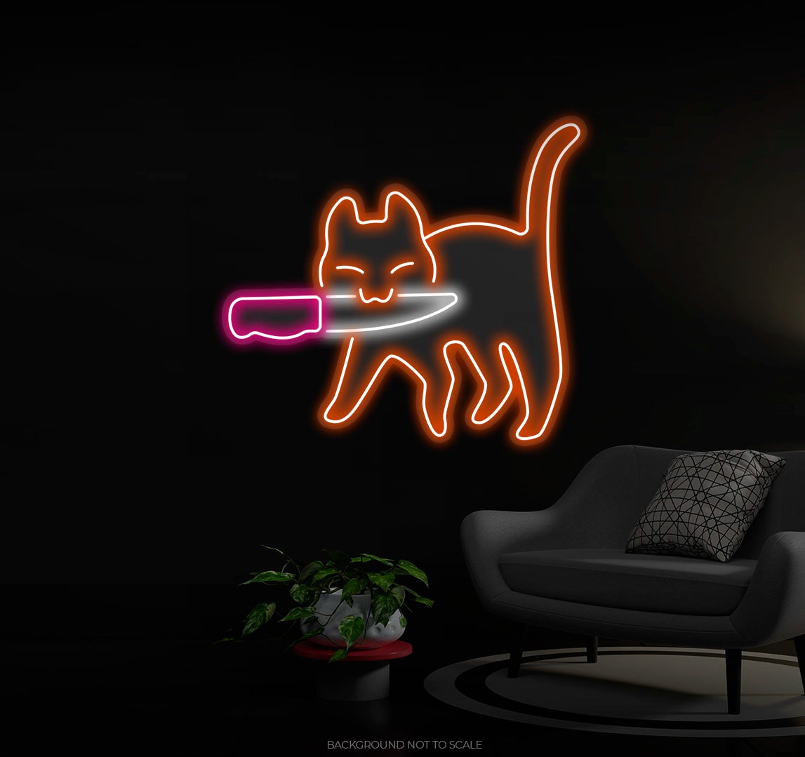 Cat with a knife Ledneon