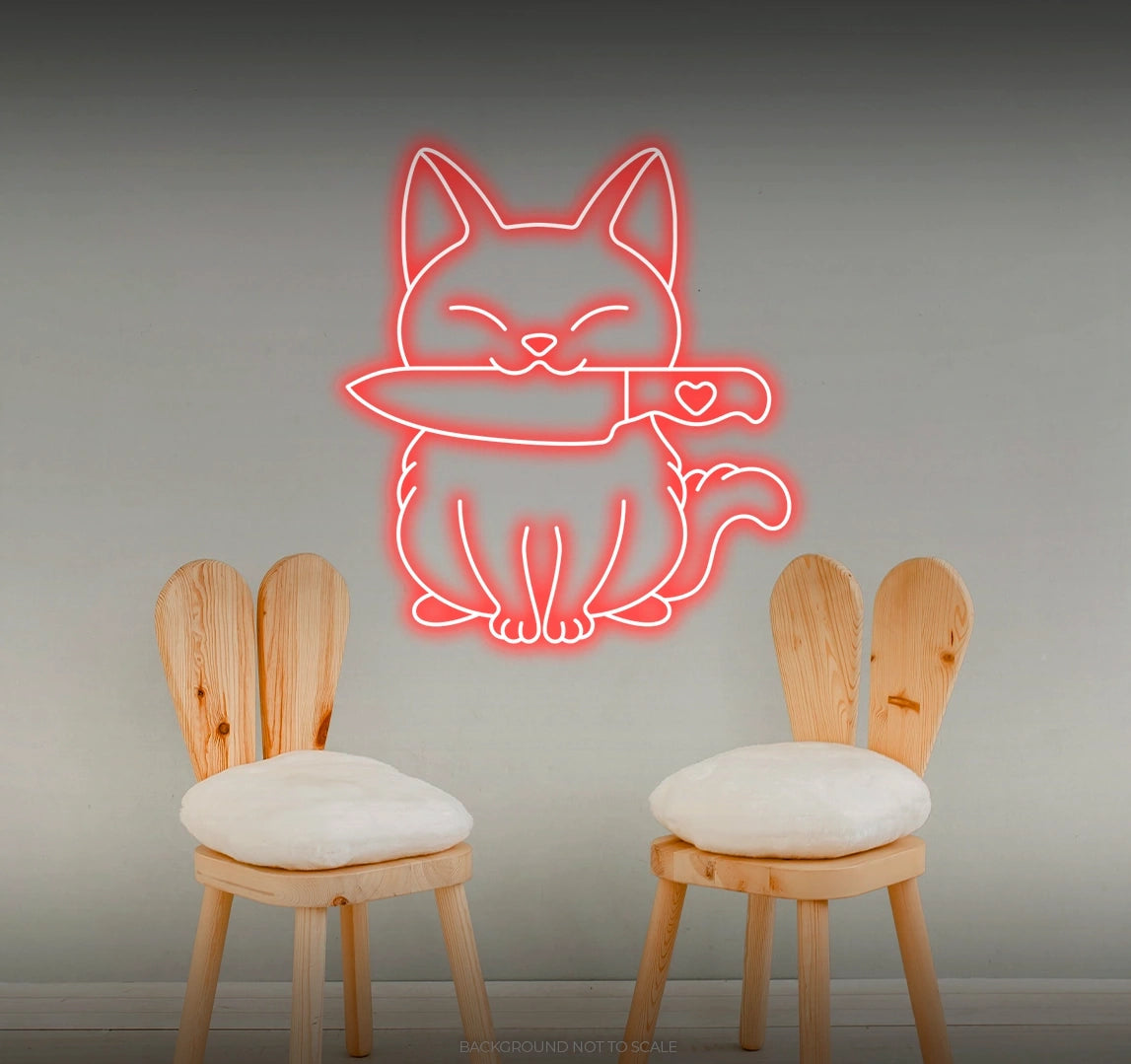 Cat and knife LED neon