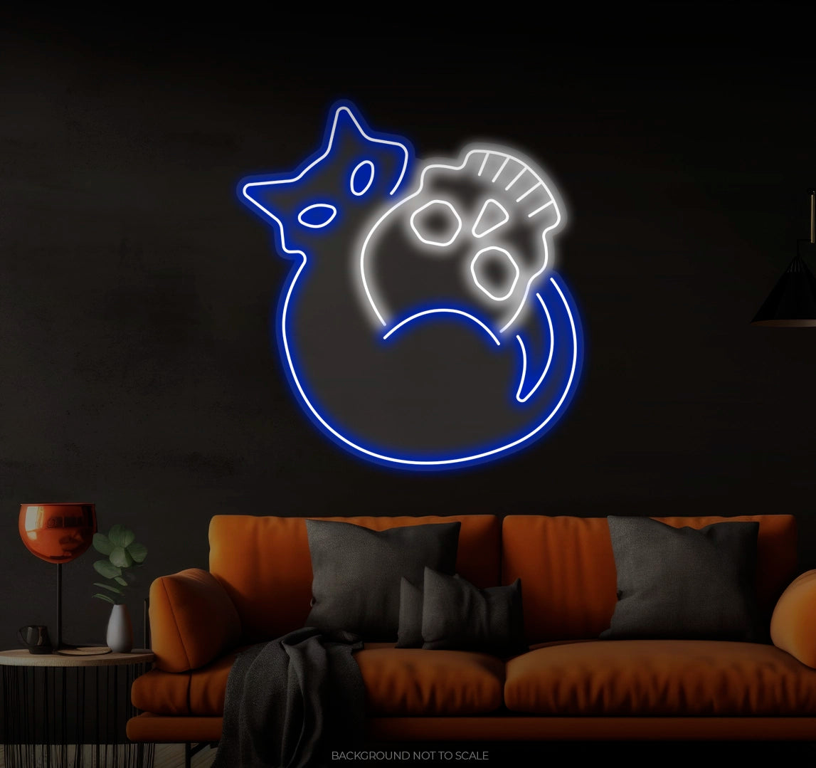 Cat with skull LED neon