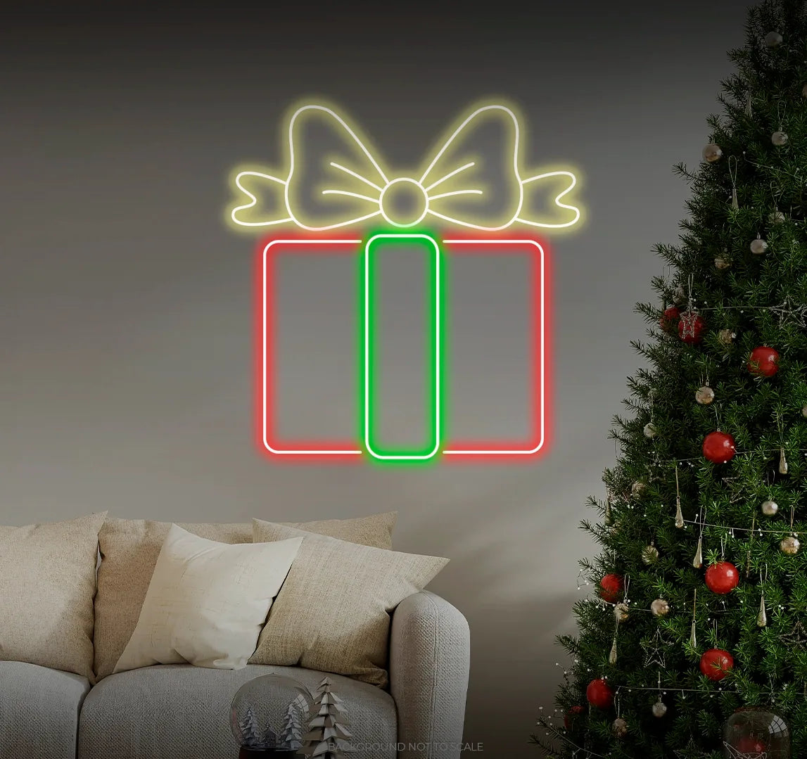 Christmas gift box ribbon LED neon