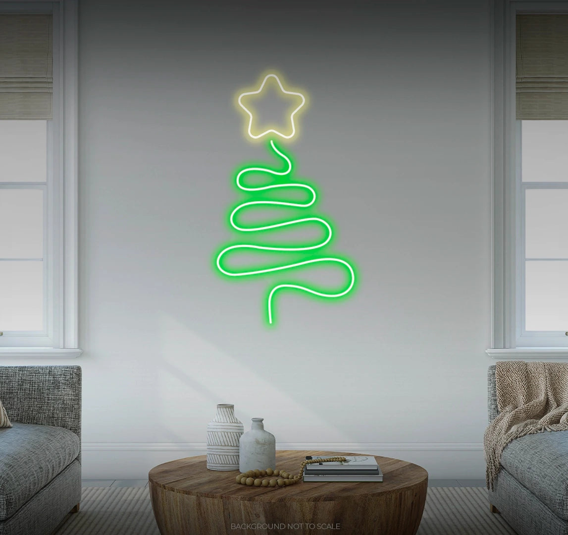 Christmas tree line art LED neon