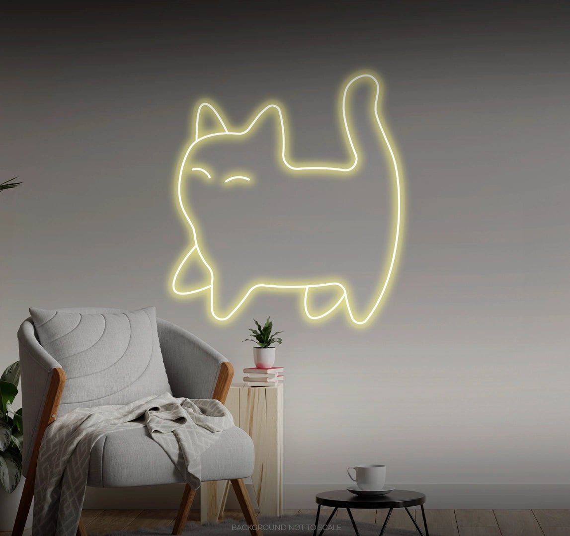 Chubby cat walking LED neon