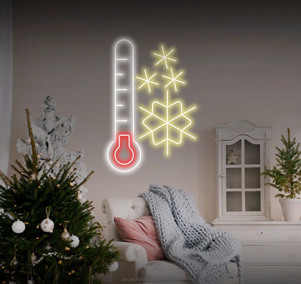 Cold thermometer snowflakes LED neon