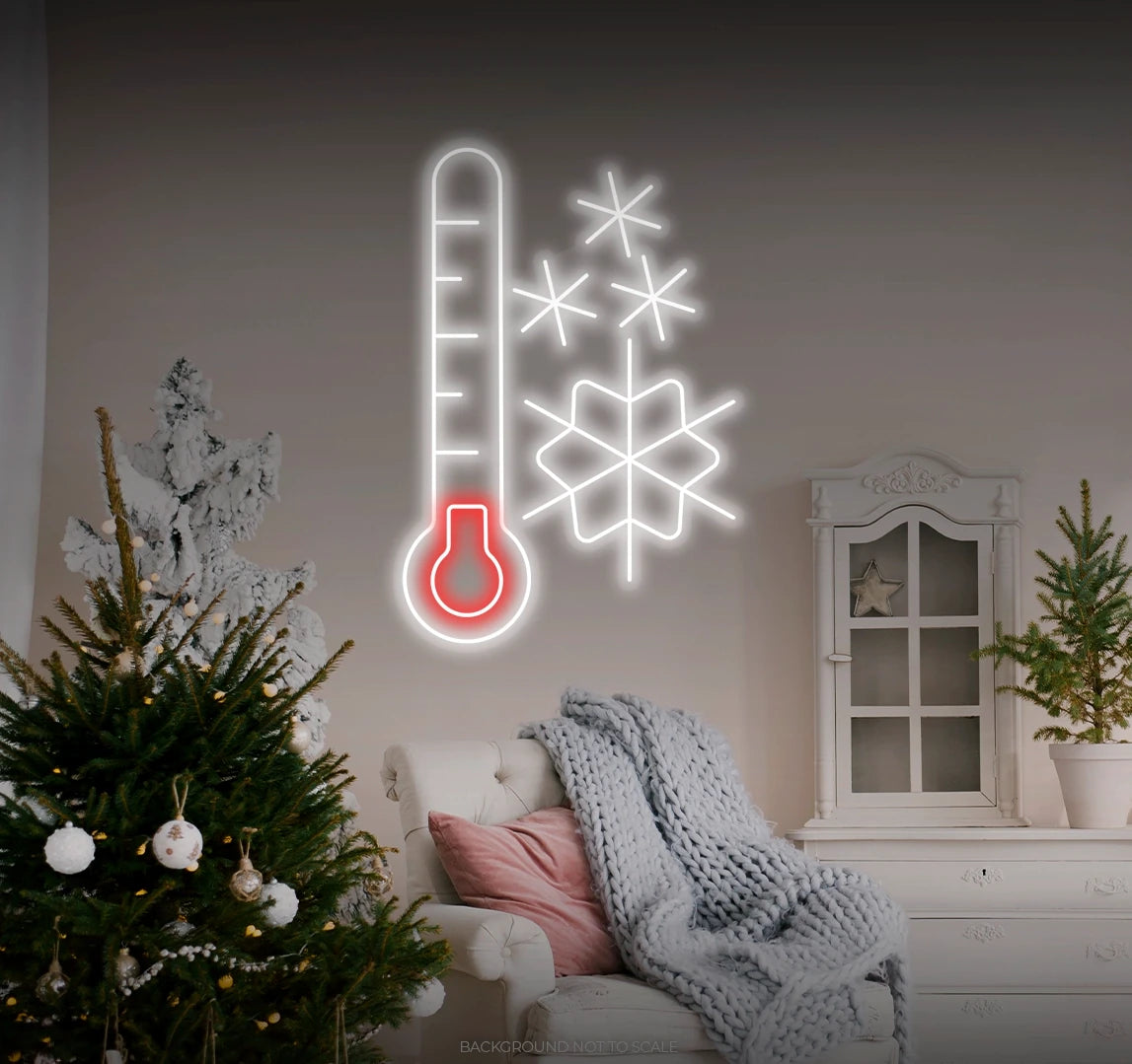 Cold thermometer snowflakes LED neon