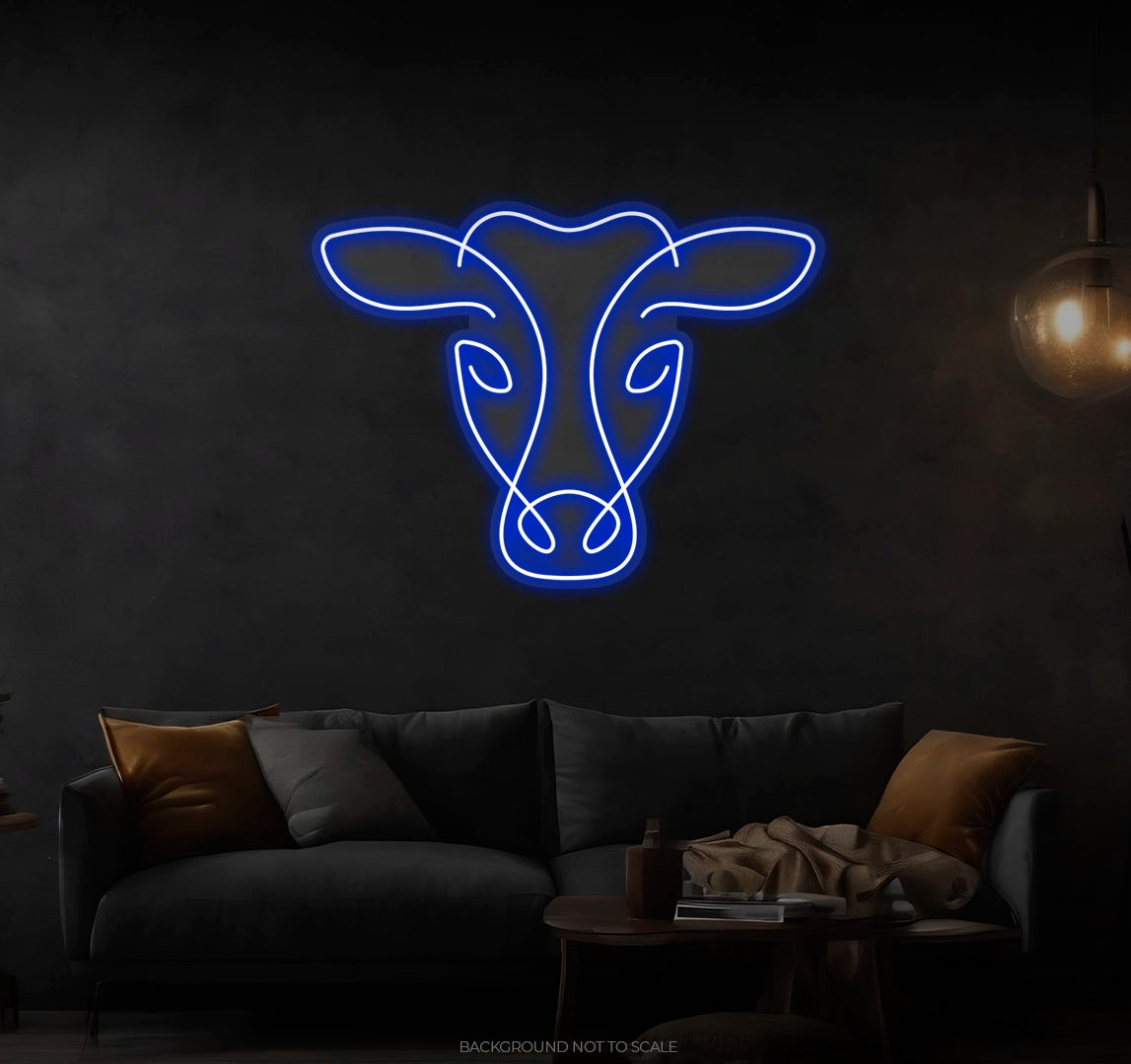 Cow Face One Line Art LED neon