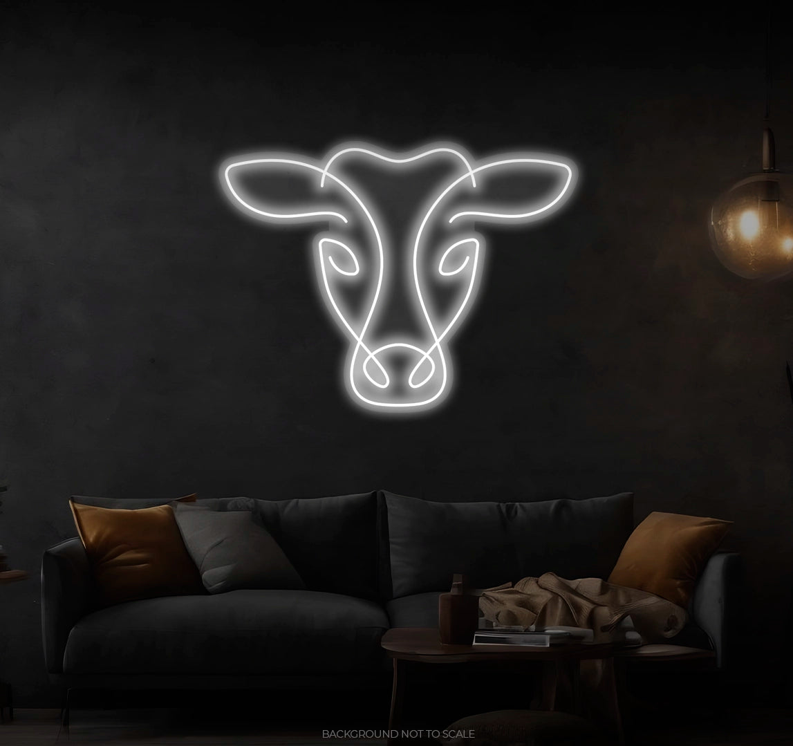 Cow Face One Line Art LED neon