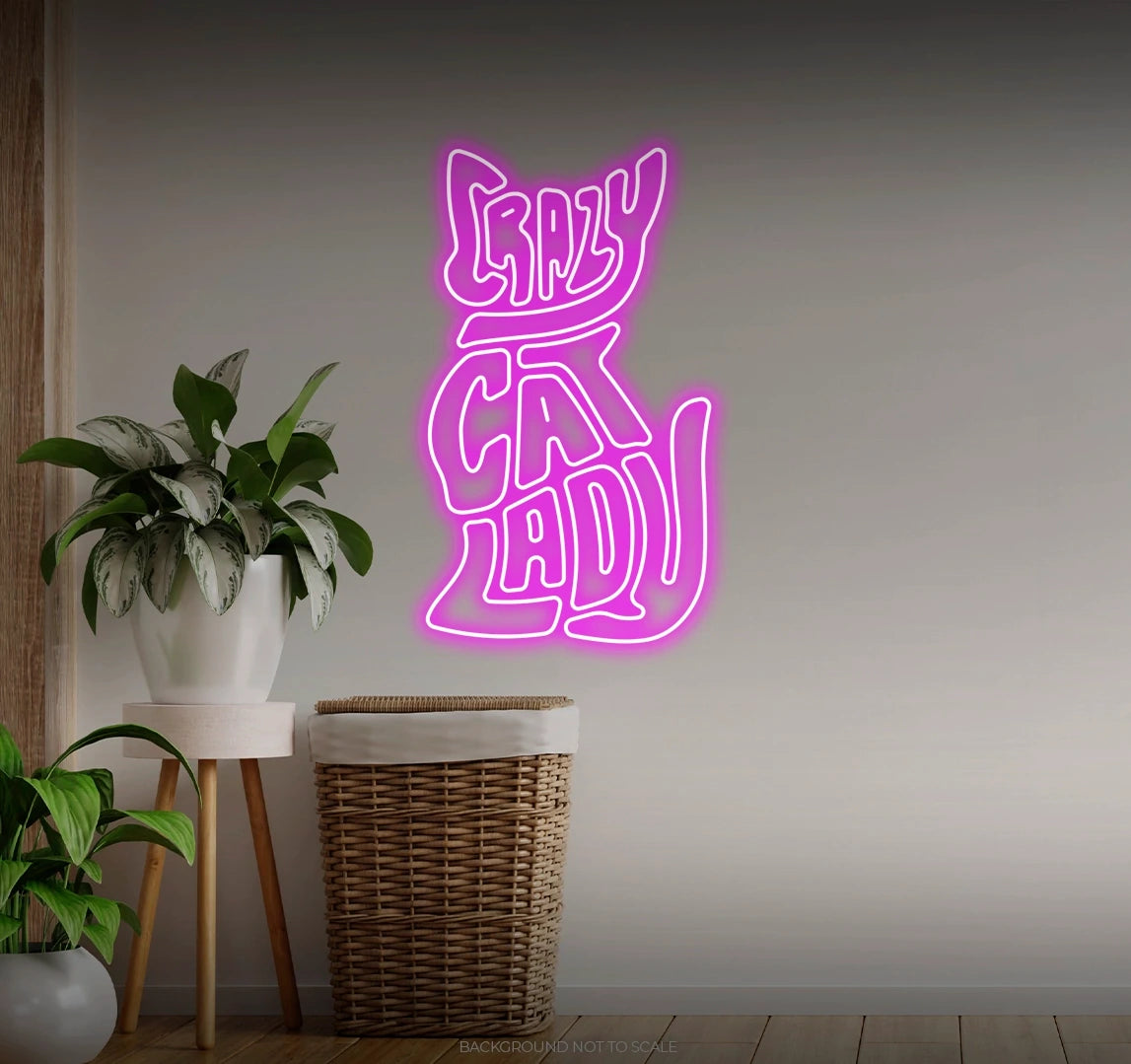 Crazy cat lady LED neon