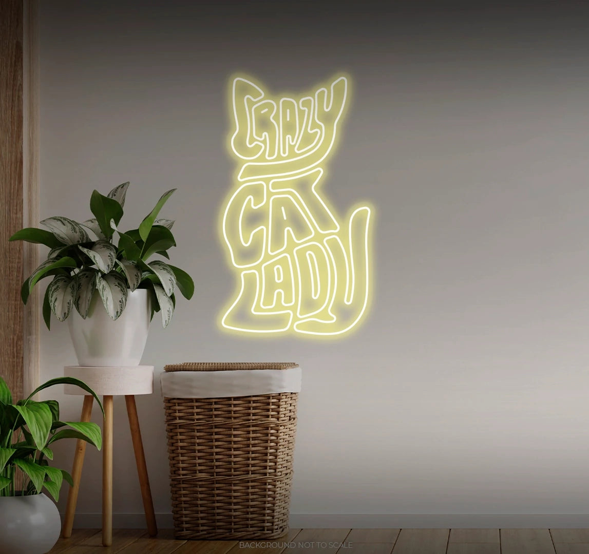 Crazy cat lady LED neon