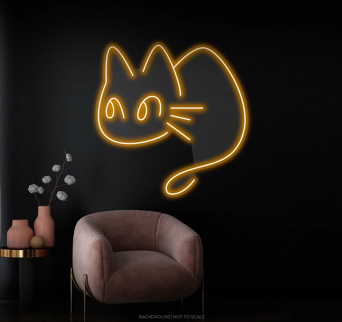 Curious cute kitten LED neon