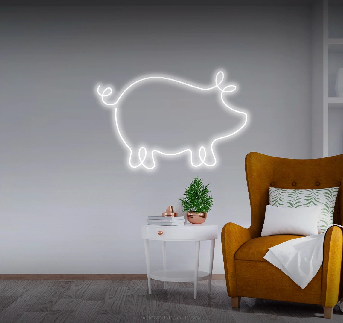 Curly line pig LED neon