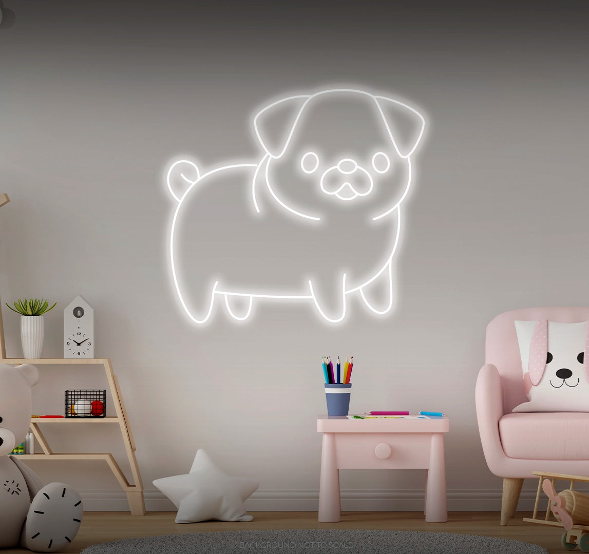 Cute pug dog ledneon