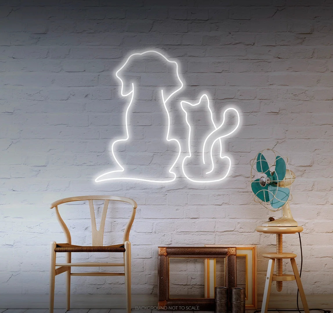 Dog and cat sitting LED neon