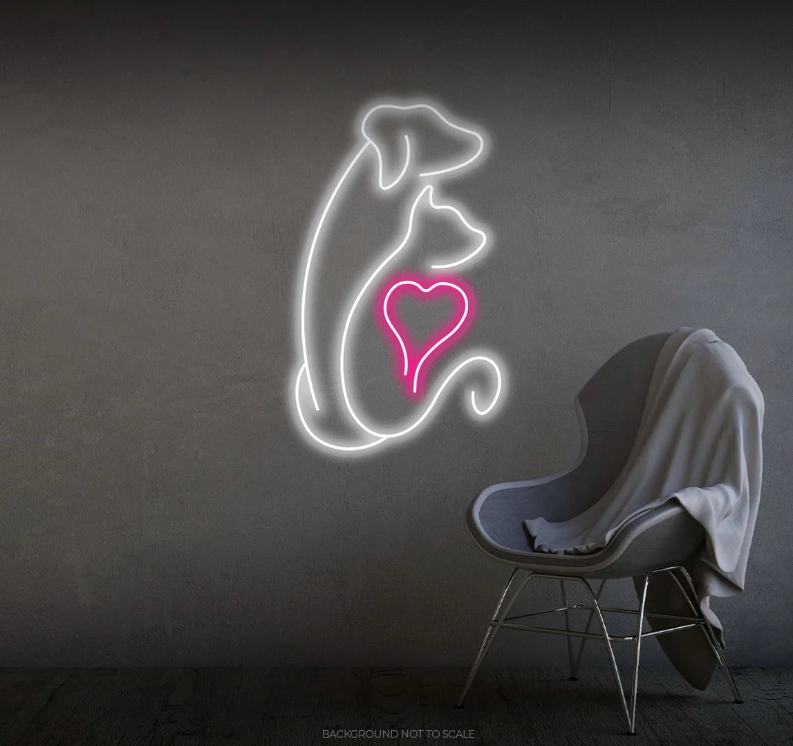 Dog cat heart LED neon