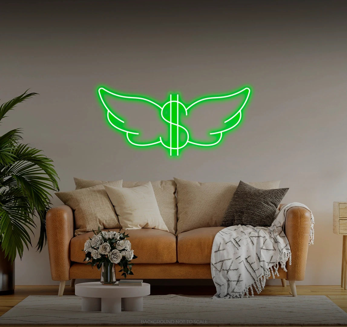 Dollar with wings LED neon