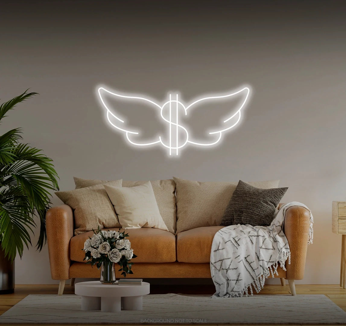 Dollar with wings LED neon