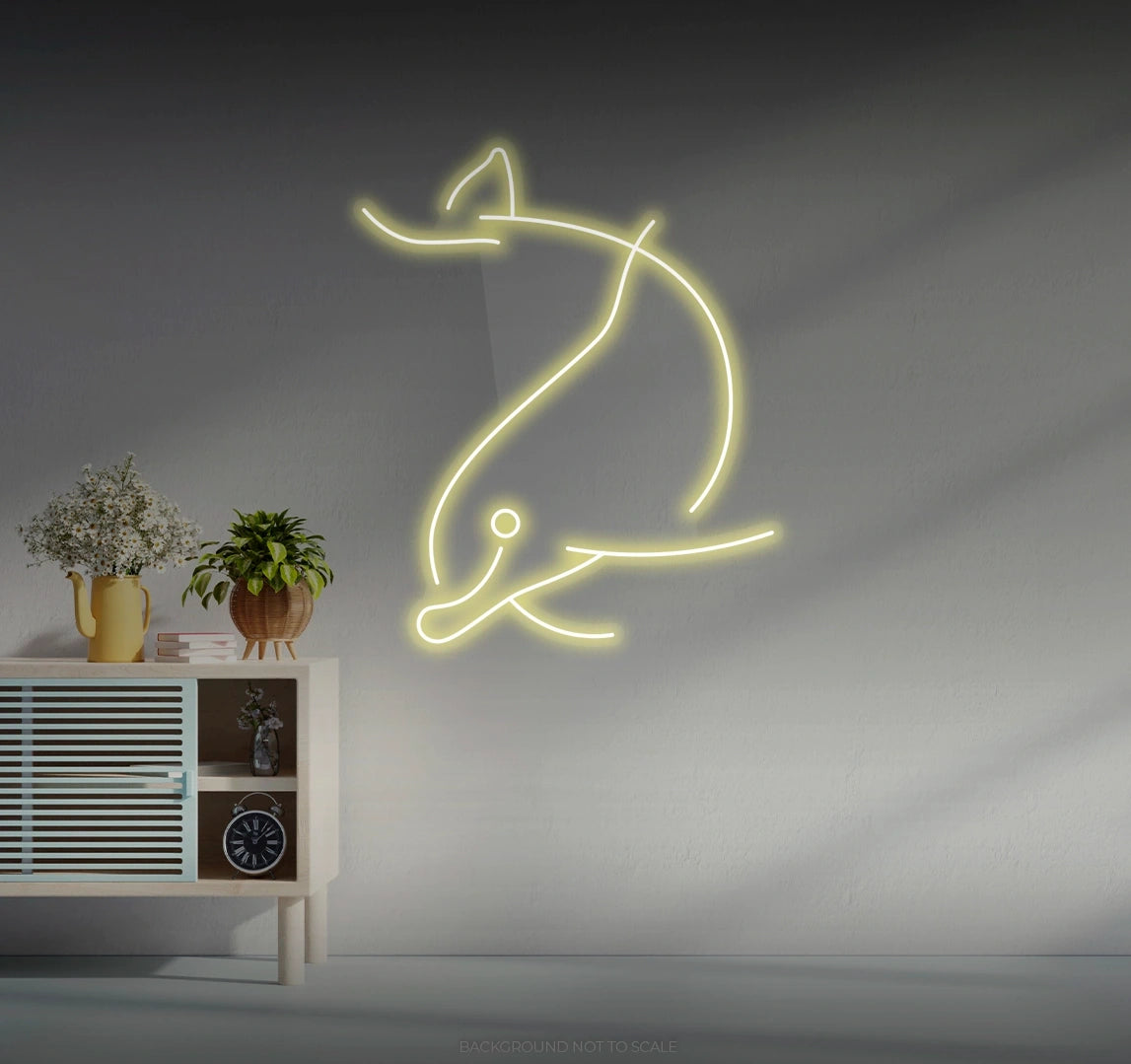 Dolphin line art LED neon