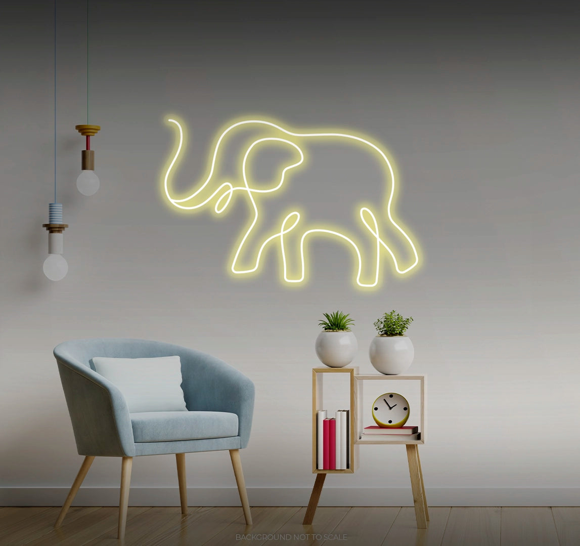 Elephant one line art LED neon