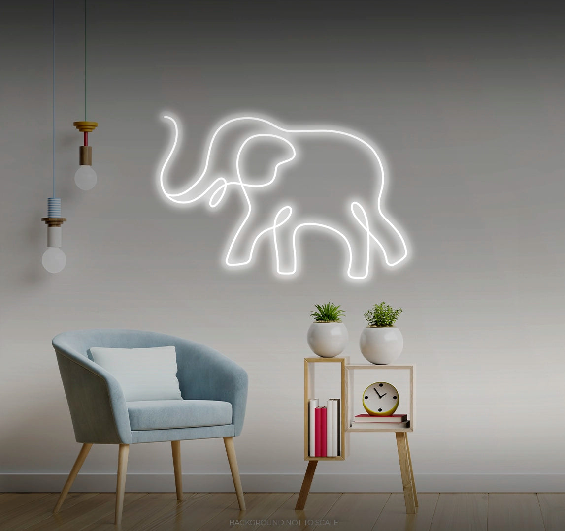 Elephant one line art LED neon