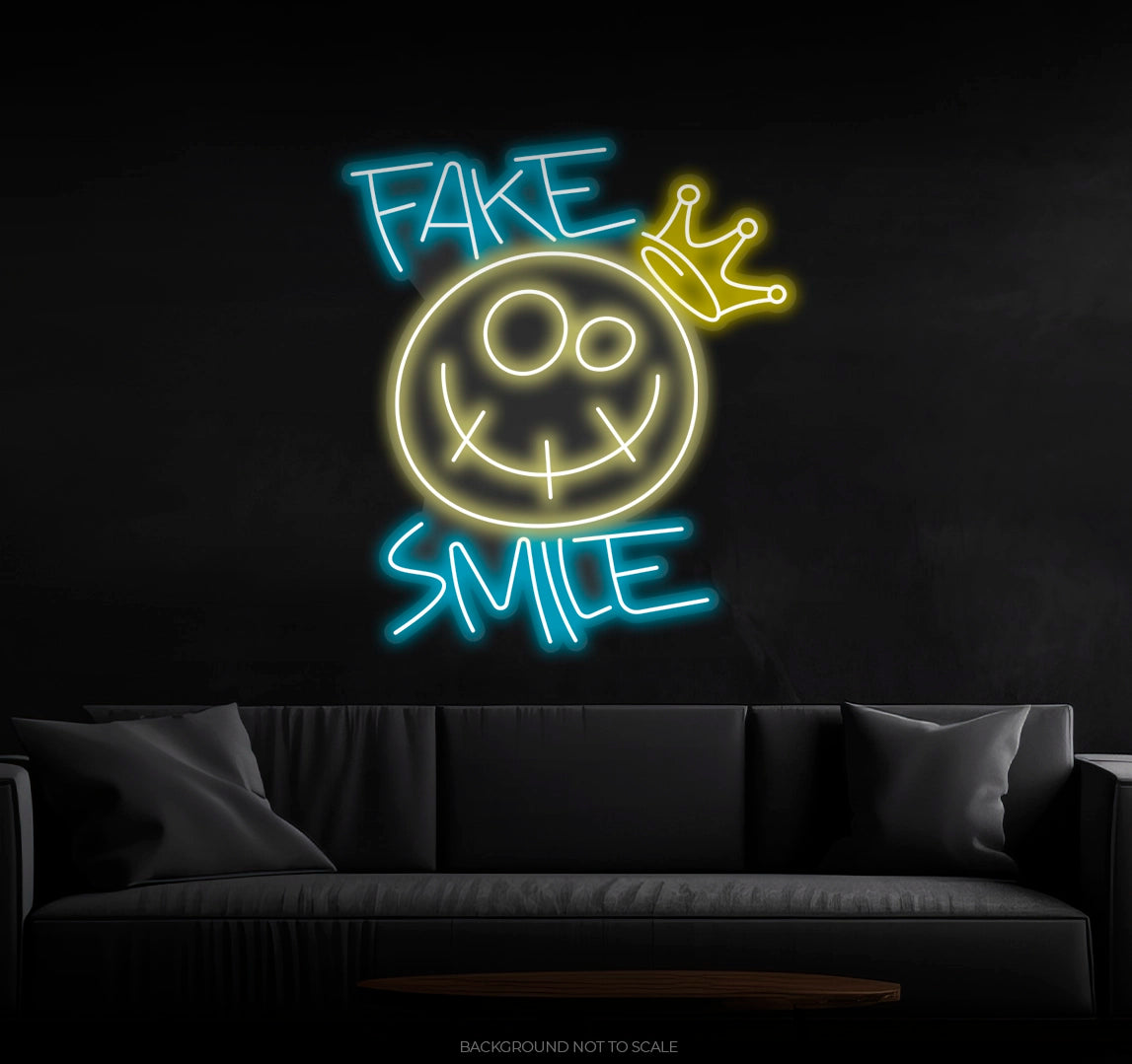 Fake Smile Smiley and Crown LED neon