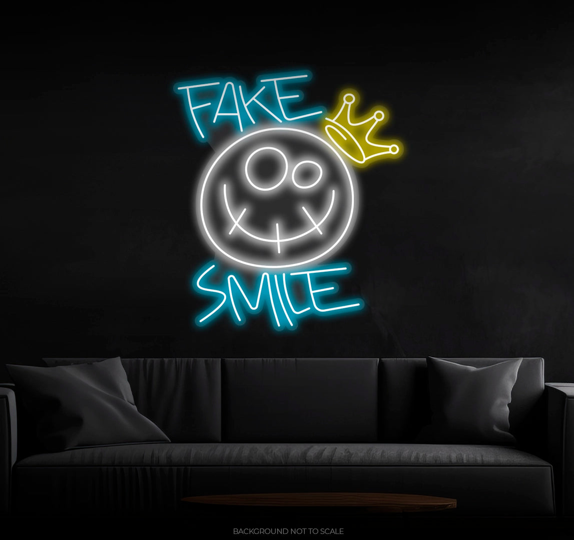 Fake Smile Smiley and Crown LED neon