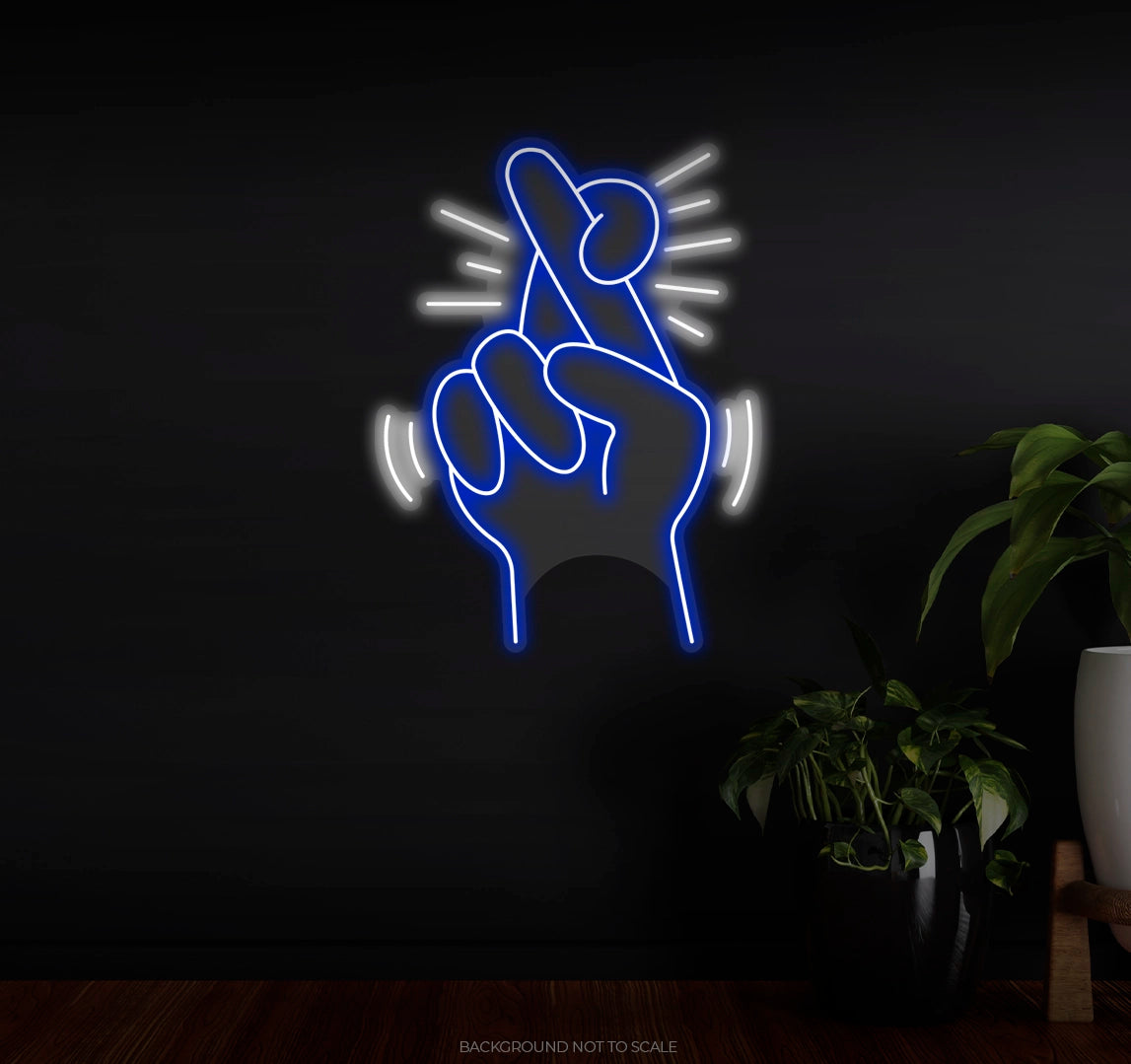 Fingers Crossed Cartoon LED neon