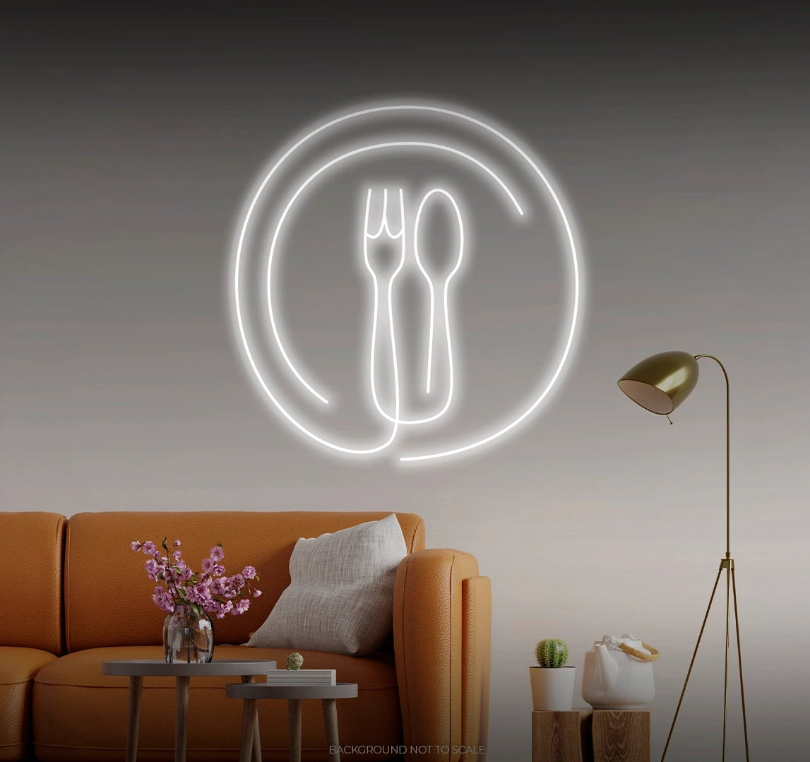 Fork spoon and plate LED neon