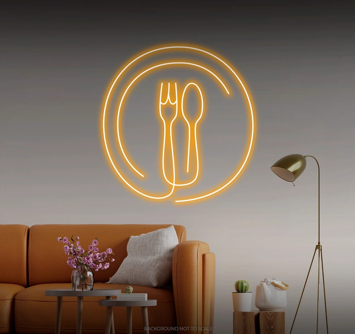 Fork spoon and plate LED neon