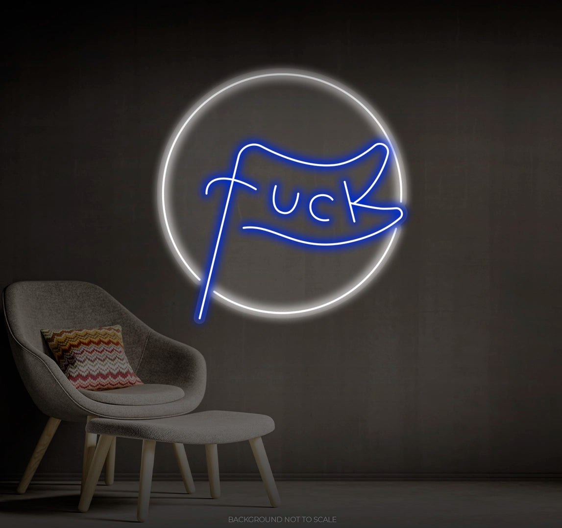 F*ck flag circle LED neon