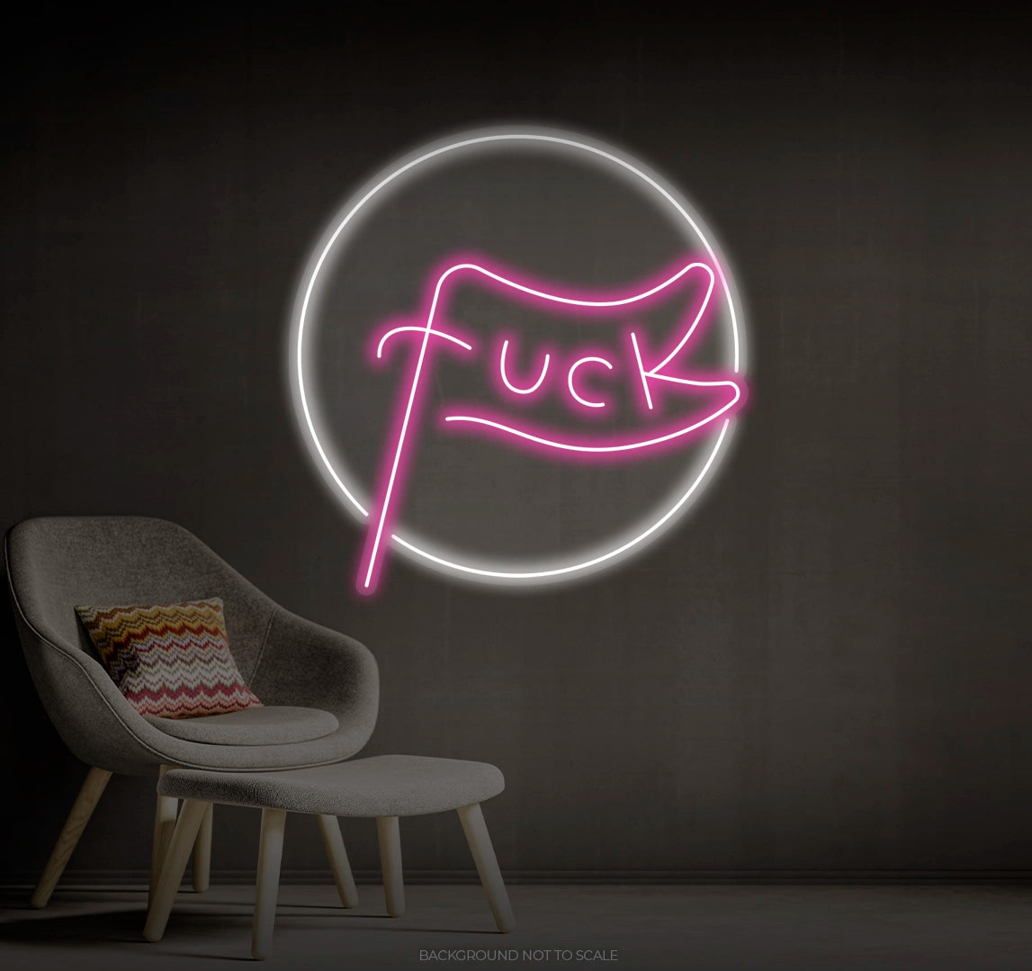 F*ck flag circle LED neon