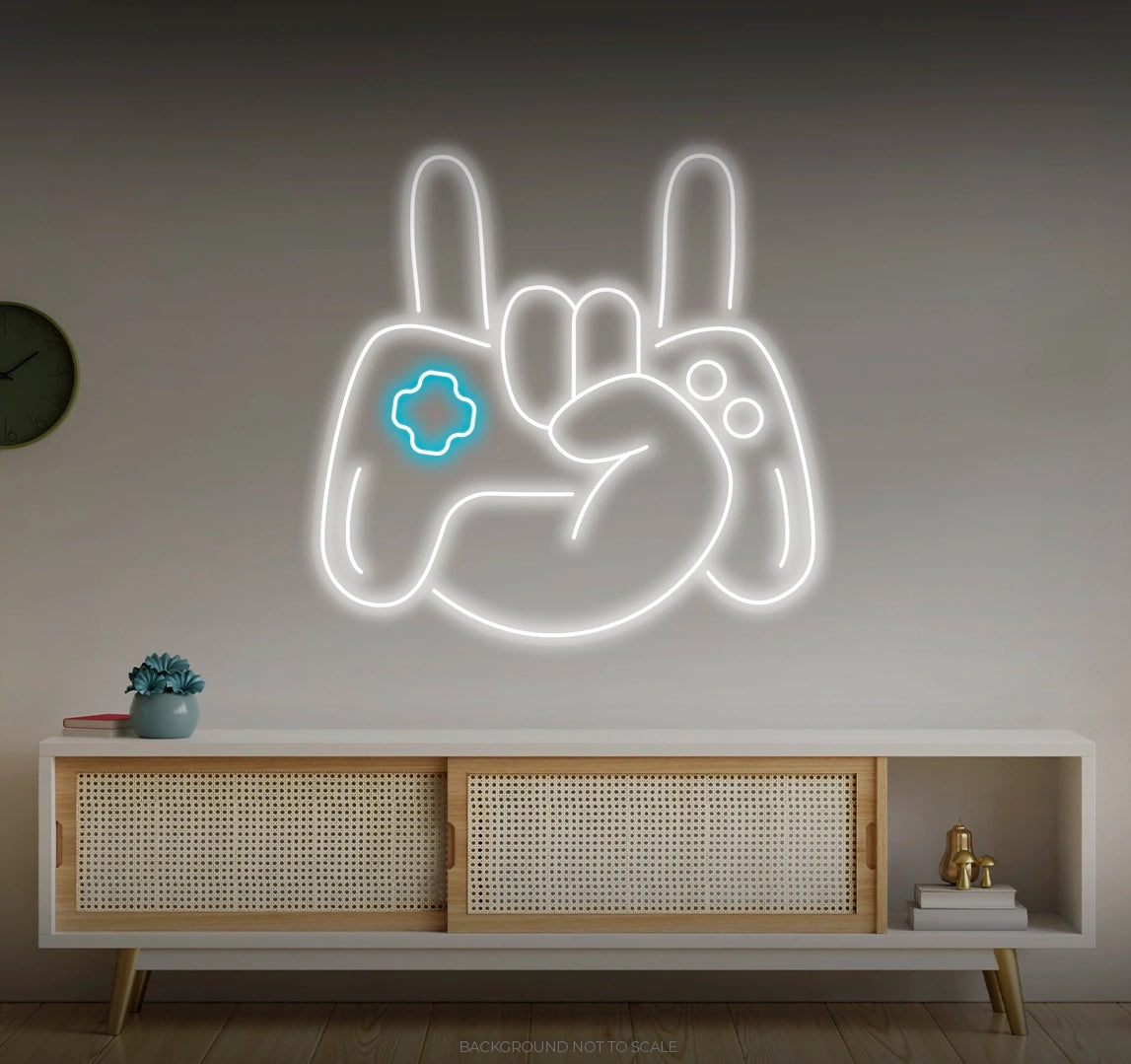 Gaming pad rock hand LED neon