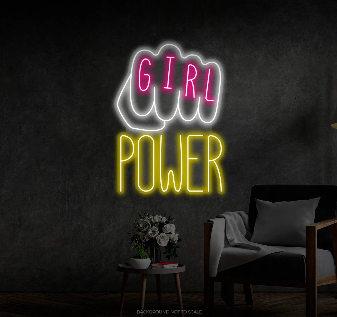 Girl Power Fist LED neon