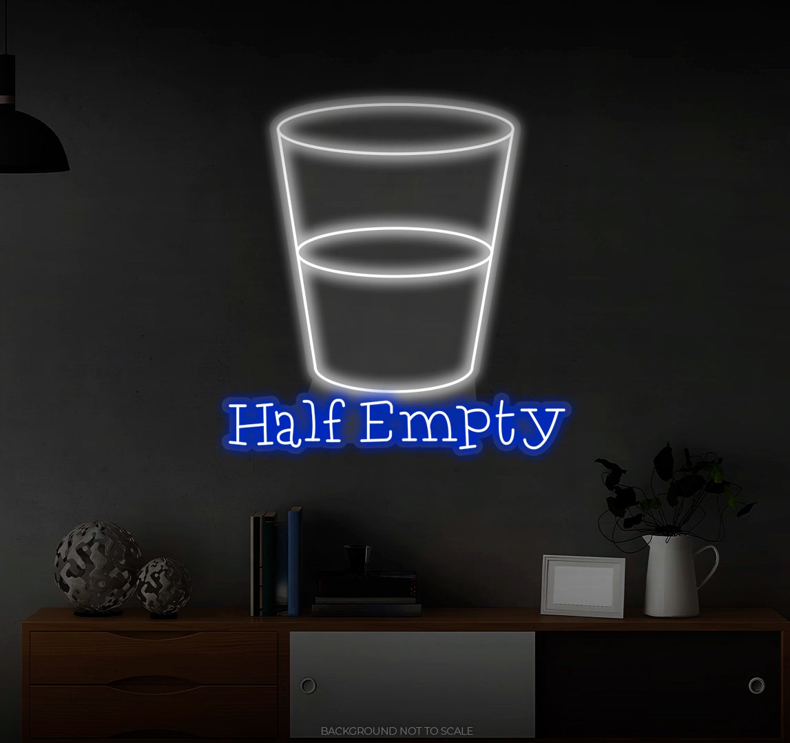 Glass of water half empty LED neon