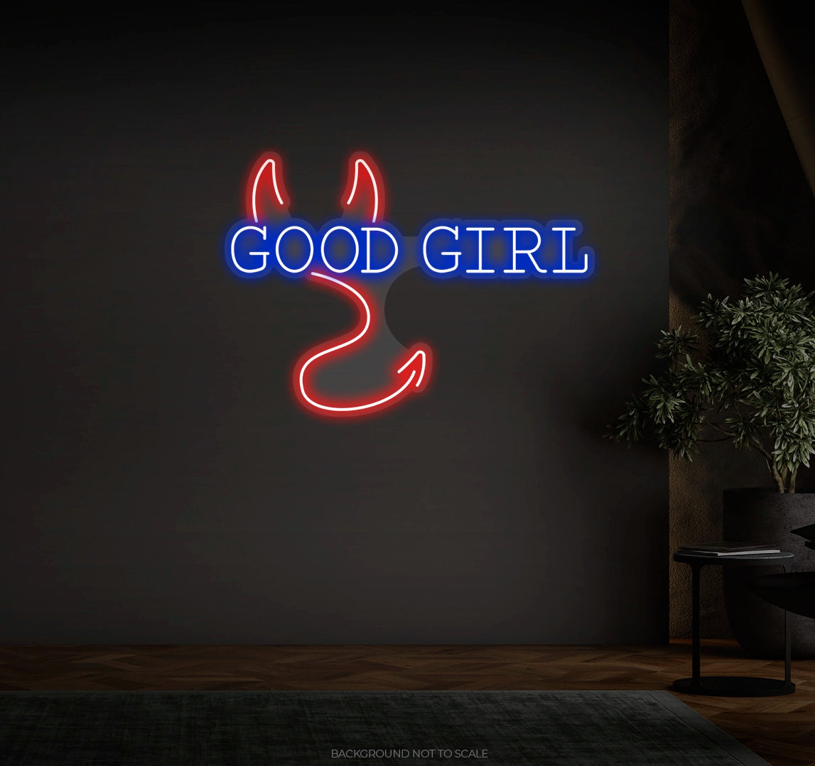 Good Girl And Devil Horns And Tail LED neon