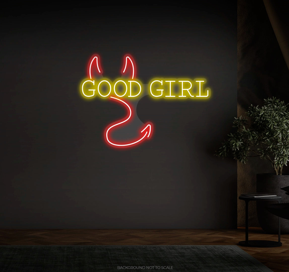 Good Girl And Devil Horns And Tail LED neon