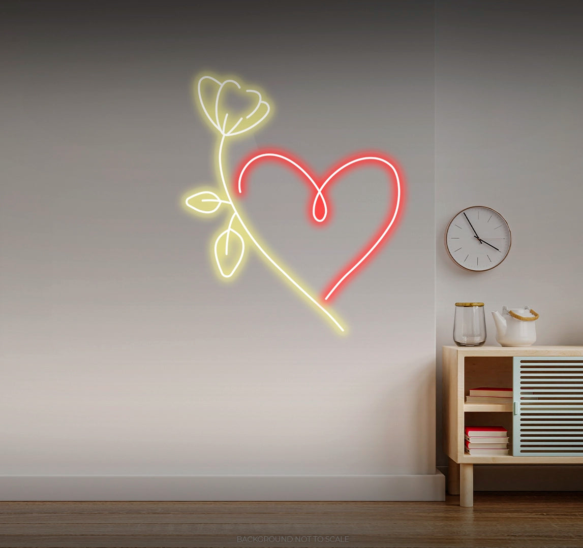 Half flower heart LED neon