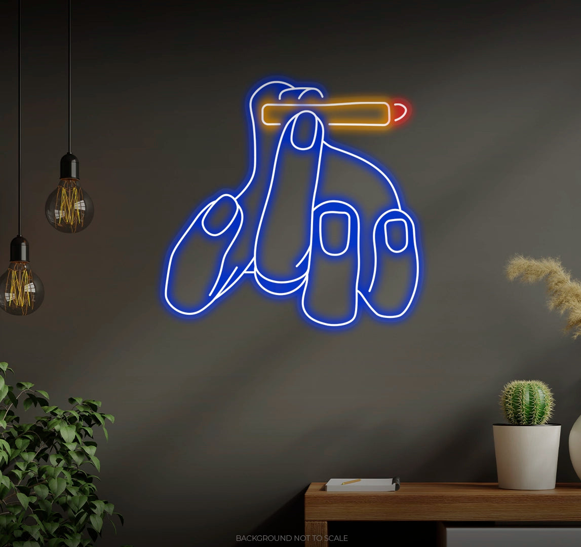 Hand holding cigar LED neon