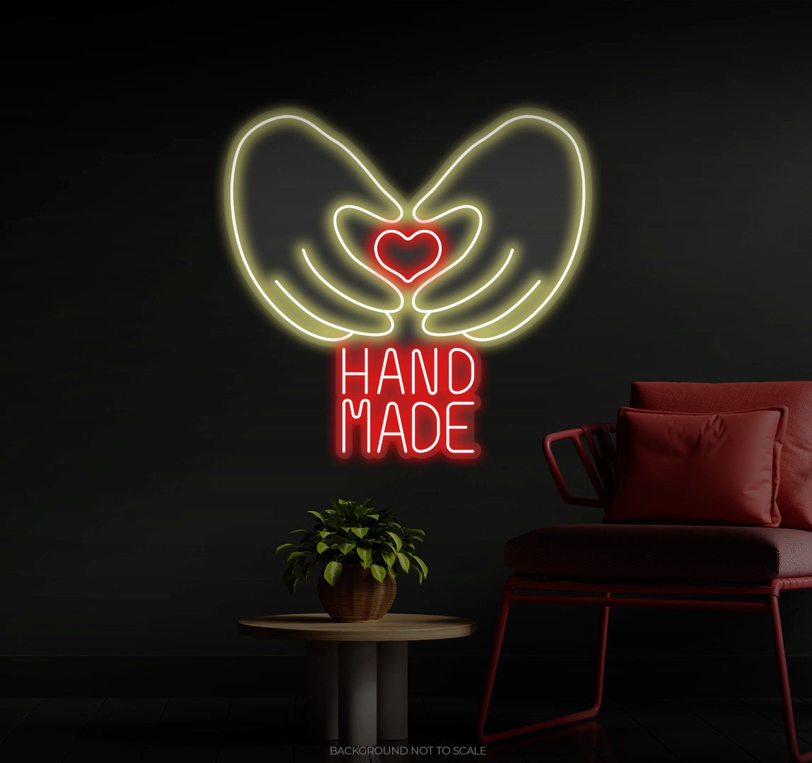 Hand made heart in hands LED neon