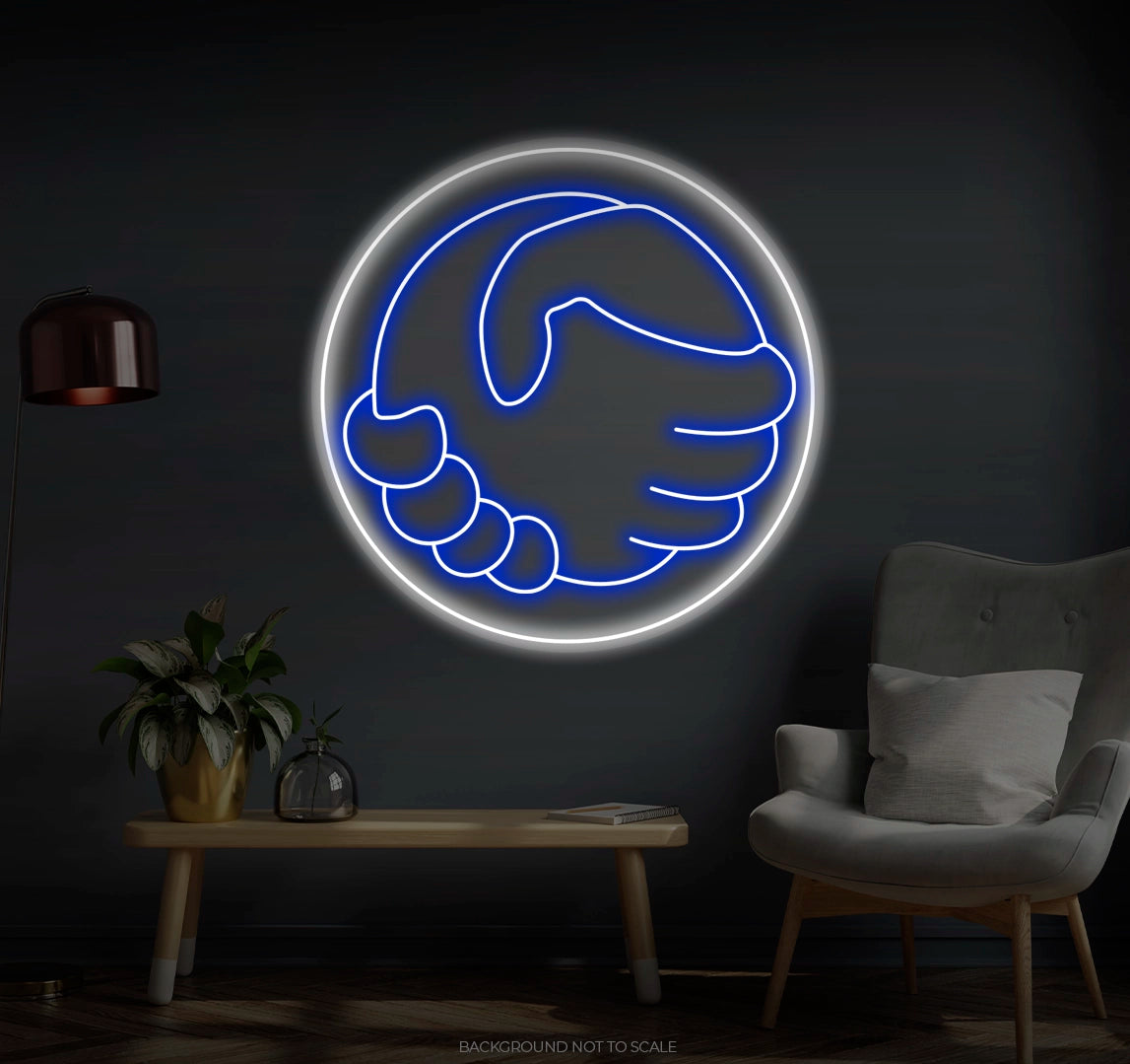 Handshake circle LED neon